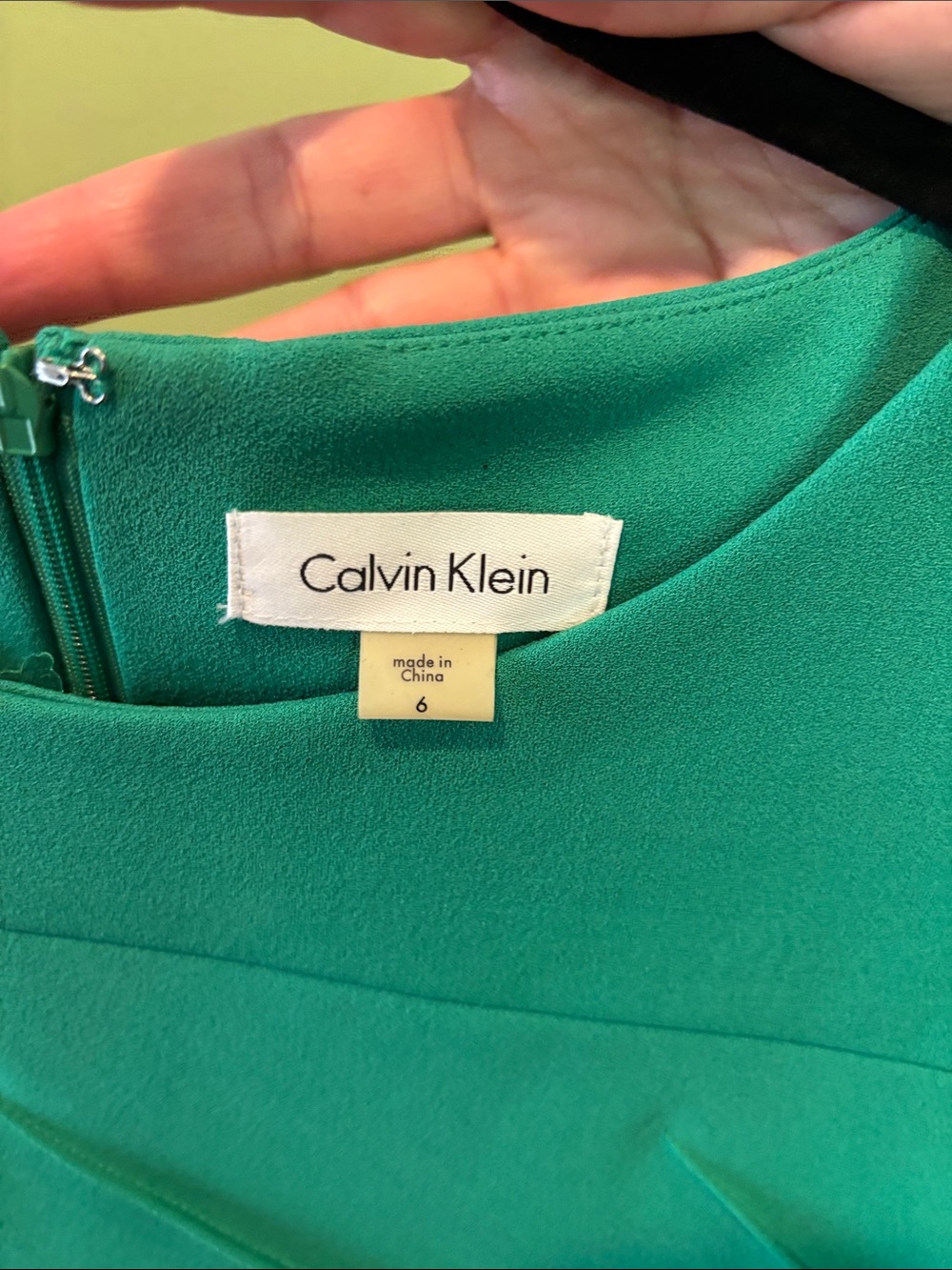 Calvin Klein Teal Sheath Midi Dress with Sculpted Pleats - Picture 3 of 3
